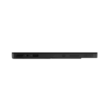 Black soundbar with ports and controls on left end.