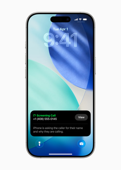 Screenshot of a smartphone lock screen displaying a blue and teal gradient wallpaper with a call notification interface.