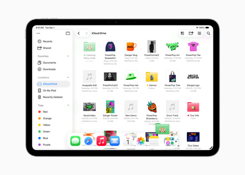 Screenshot of Google Drive file browser showing grid view of folders and documents on tablet.