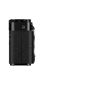 Black fabric and plastic camera lens case with side-mounted attachment point.