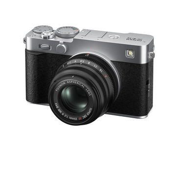 Fujifilm Instax Wide 300 instant camera with silver top plate and black body against white background.