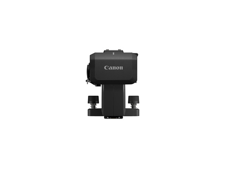 Canon camera flash unit with dual mounting brackets shown from front view against white background.
