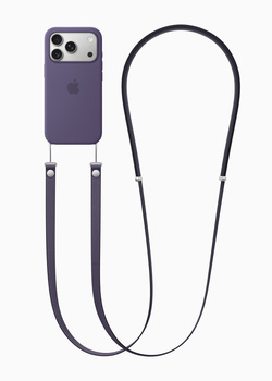 Purple iPhone case with matching lanyard cord attachment system.