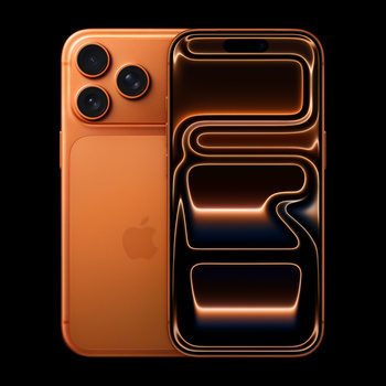 Orange smartphone with triple rear camera setup and illuminated app icons on display.