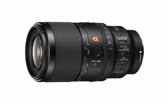 Sony G-series telephoto lens with full-frame compatibility and weather sealing controls visible on the barrel.