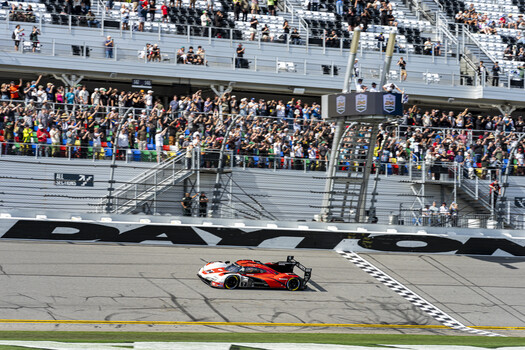 The No. 7 Porsche Penske car wins the 2026 Rolex 24 at Daytona. 