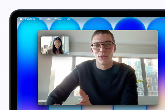 Screenshot of a FaceTime video call showing two participants on screen.