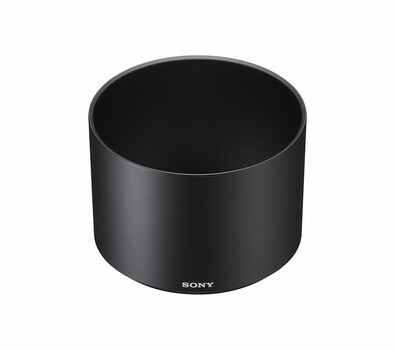 Sony lens hood, cylindrical black shade with Sony branding