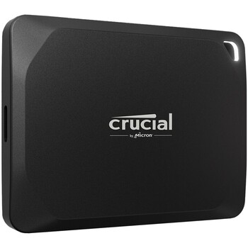 Crucial X10 portable SSD, front view of the compact drive showing its small footprint
