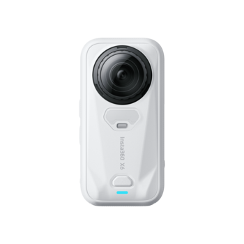 Insta360 One X2 compact action camera with white body and black fisheye lens