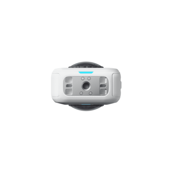 Ricoh Theta 360-degree spherical camera with white body and dark sphere mounting base