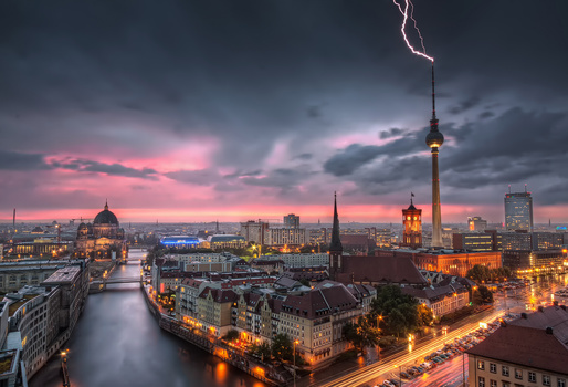 View Thunderstorm at Alexanderplatz | Berlin, Germany by Nico Trinkhaus