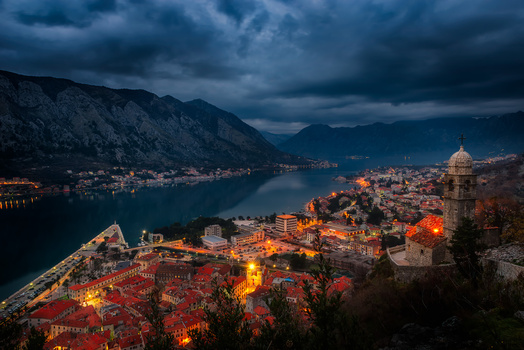 Image "Kotor Bay View At Night | Montenegro" by Nico Trinkhaus
