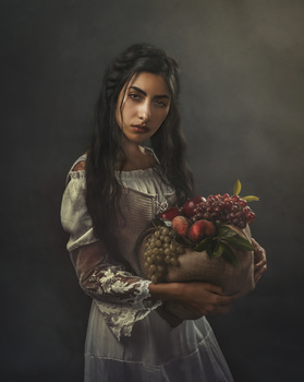 Image "Girl with Basket of Fruit" by Farida Farhat