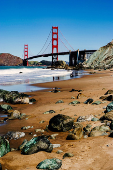 Image "Golden gate bridge With rocks" by John Valdez