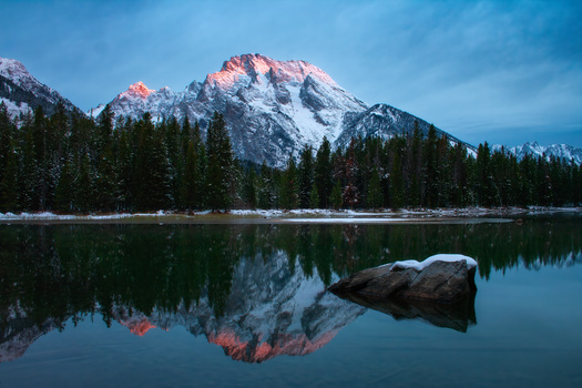 Mount Moran - Sunrise and First Snow of Winter by Stanley Petersen