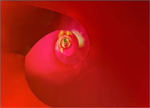 Image "Spiral staircase in red" by Herbert A. Franke
