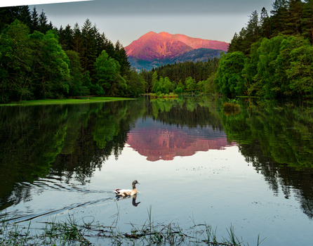 Image "lencoe Lochan at Dawn" by Christopher B. Merritt