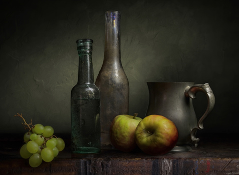 Image "Grapes and Two Apples" by Ed Phillips