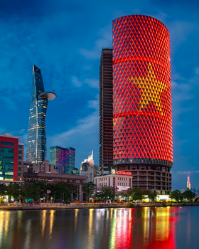 Image "Ho Chi Minh City water front at blue hour" by Ryan Downie