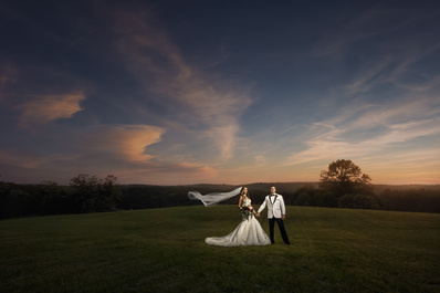 Sunset Wedding Bride & Groom by Brodie Ledford