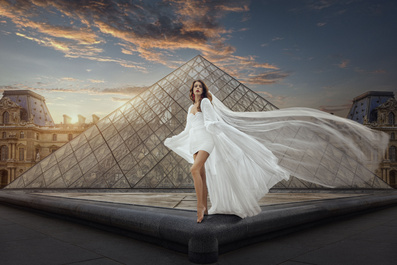 Beautiful bride at Louvre by Loc Le