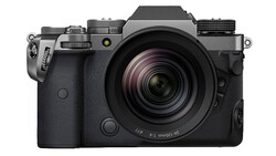 Mirrorless camera with attached zoom lens shown against white background.