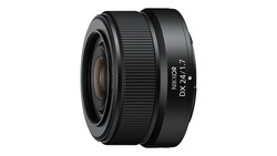 Nikon DX 24mm f/1.7 prime lens with ribbed focus ring and black finish.