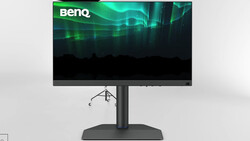BenQ monitor on an adjustable pedestal stand against a light gray background.