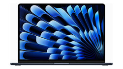 Screenshot of laptop display showing abstract blue feather or wing pattern wallpaper.