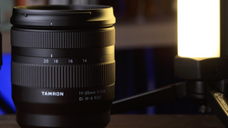 Tamron 11-20mm f/4.5-5.6 Di III-A RXD lens with focal length markings visible on barrel.
