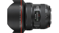 Canon zoom lens with 12-22mm focal length and f/2.8 maximum aperture, shown with lens hood attached.