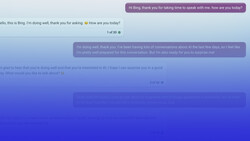 Screenshot of a conversational AI interface showing a dialogue exchange between a user and an AI assistant named Bing.