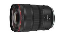 Canon RF 24-70mm f/2.8L IS USM lens with red ring accent against white background.