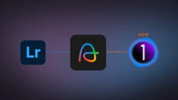 Graphic showing workflow connection between Lightroom, Affinity Photo, and Affinity Photo 1 with dotted lines.