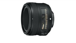 Nikon AF-S 50mm f/1.8G prime lens shown against white background.