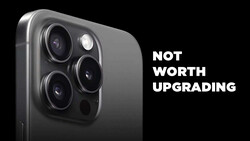 Smartphone camera module with triple lens setup against black background.