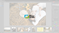 Screenshot of photo editing software with Zener Photo Studio logo overlaid on a landscape image.