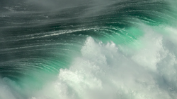 Dramatic ocean wave with turquoise water and white foam captured mid-break.
