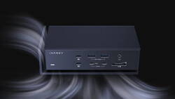 Product shot of the Ivanky control box with swirling light trails against a dark background.