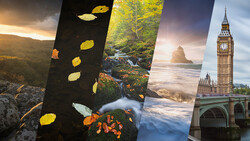 Collage of five landscape and architectural photographs displaying diverse natural and urban scenes.