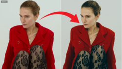 Before and after comparison showing skin tone adjustments in portrait photography editing.
