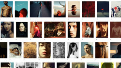 Grid layout of 40 portrait and figure photography samples showcasing diverse lighting, color grading, and compositional styles.