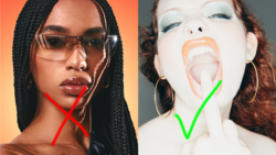 Comparison graphic showing correct and incorrect chin positioning for portrait photography.