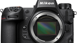 Nikon Z mirrorless camera body with Z-mount displayed from the front, showing the sensor and control layout.