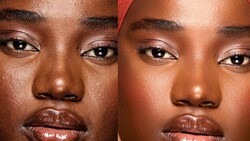 Side-by-side comparison of the same face with different skin tones and lighting conditions.