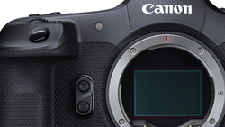Canon mirrorless camera body showing the sensor mount and grip detail against a white background.