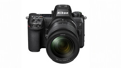 Nikon Z mirrorless camera with attached zoom lens, front three-quarter view against white background.