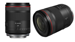 Two Canon RF-mount lenses positioned side-by-side against a white background.
