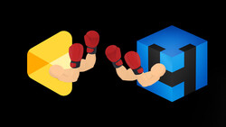 Illustration of two hands wearing boxing gloves facing each other across a black background.